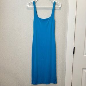 Sincerly Jules Blue Slinky Square Neck Sleeveless Midi Dress - Size S - EUC